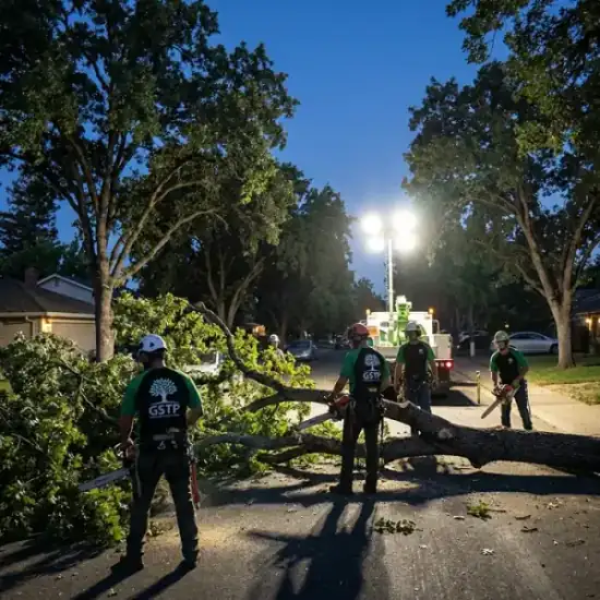 Emergency night tree removal in Riverside after a storm